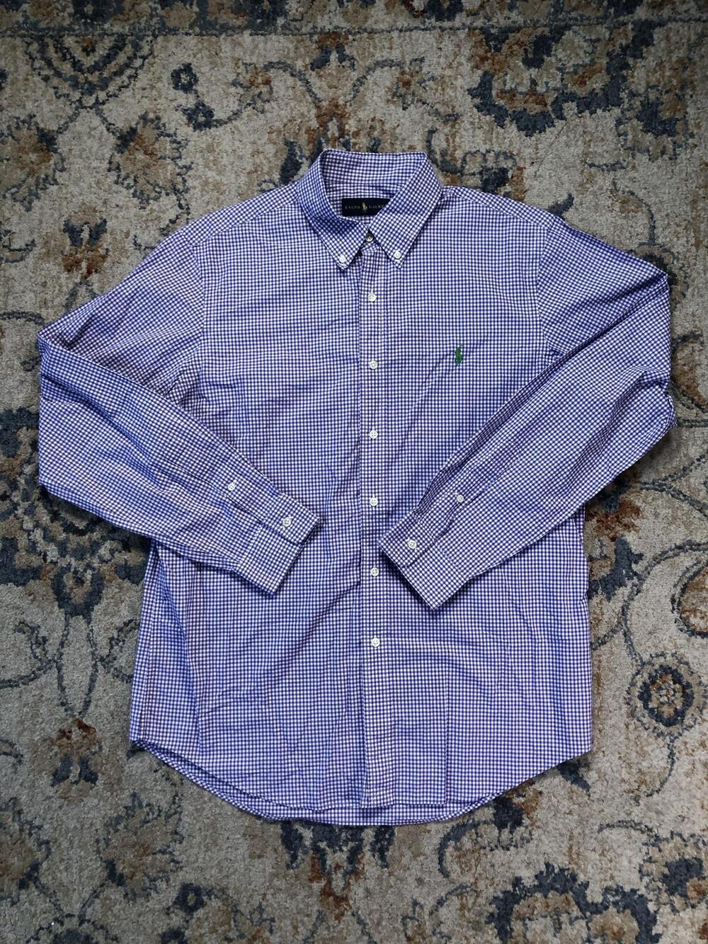 Ralph Lauren Shirt Mens Large Purple Check Long Sleeve Button Down Casual Woven